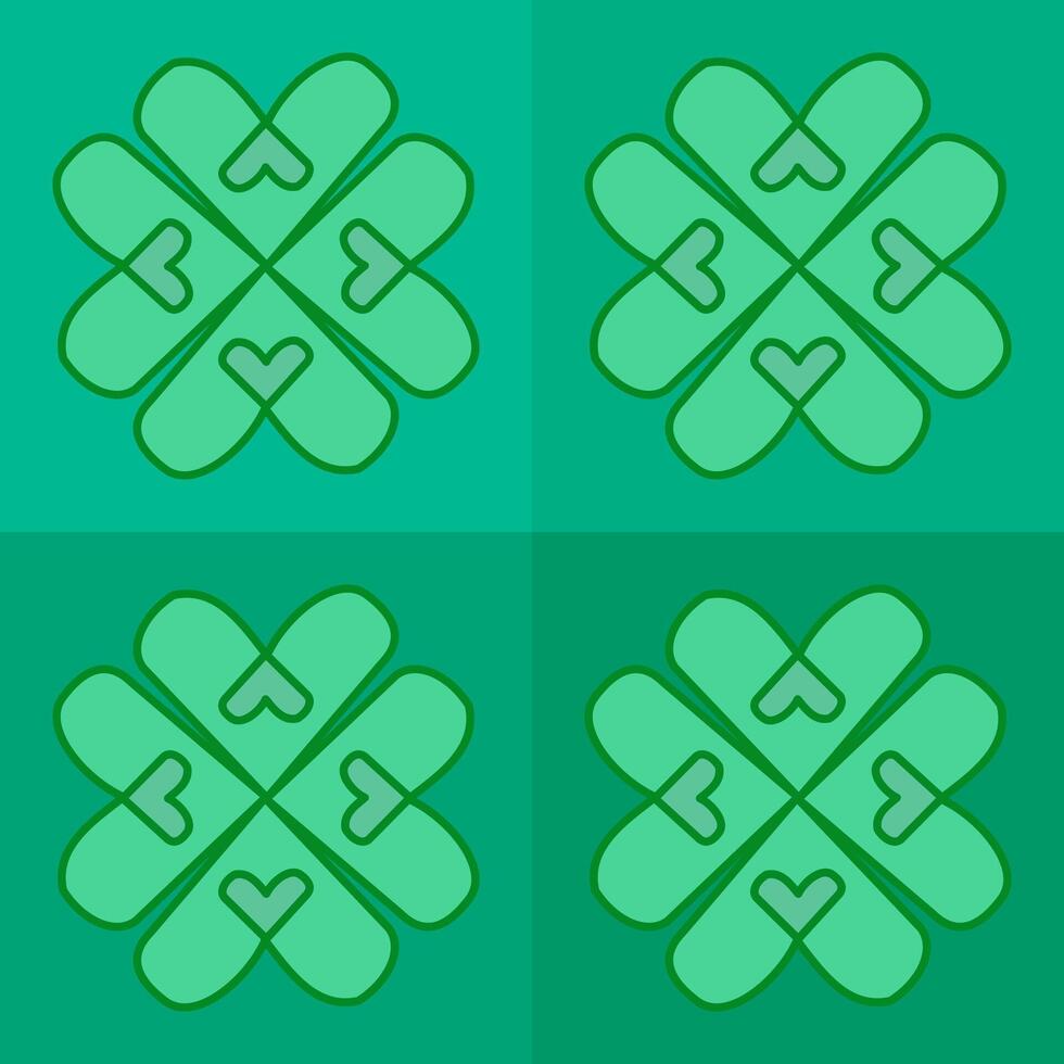 Clover heart o green leaf. Happy Saint Patrick day. Seamless pattern. vector