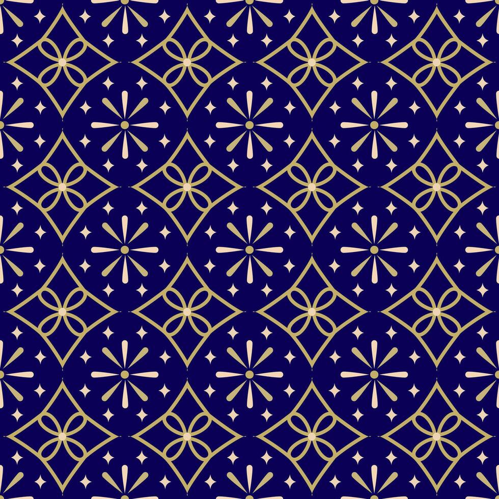 Golden with Gypsy on deep blue seamless Pattern. vector