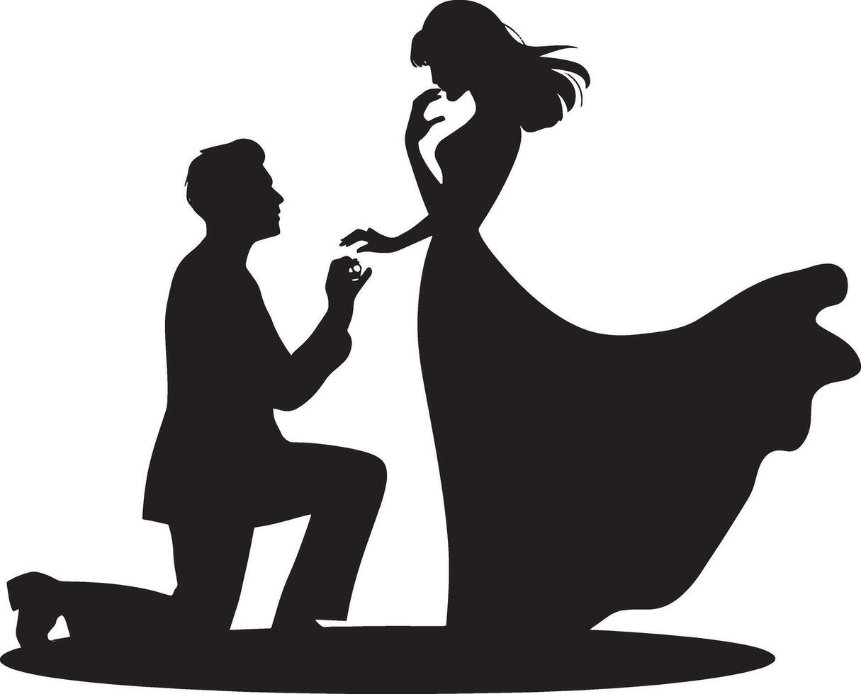 Beautiful valentine silhouette art featuring couples in love and romantic poses like holding hands hugging and proposing perfect for valentines day designs and digital artwork vector