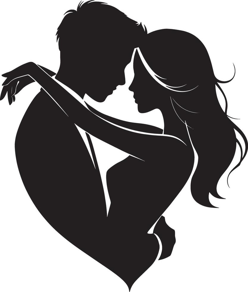 Romantic valentine silhouette art featuring couples in love with poses like dancing embracing and proposals perfect for valentines day creative designs and digital illustrations vector