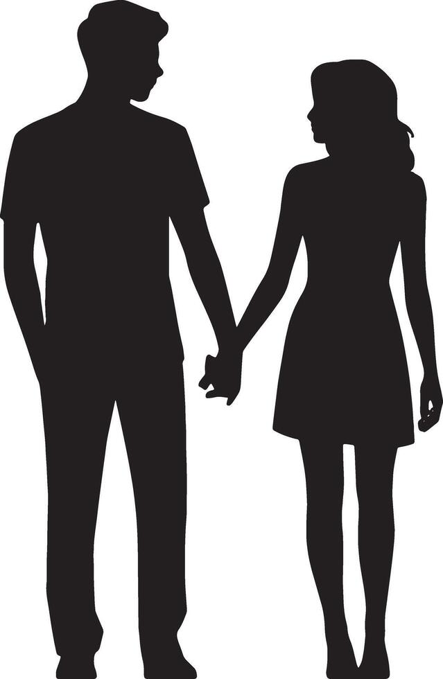 Love and valentine silhouette featuring romantic couples in timeless poses like hugging kissing and holding hands ideal for valentines day creative designs and digital artwork vector