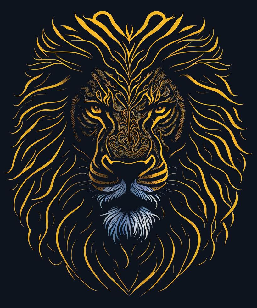 Lion head with a mane on a black background vector