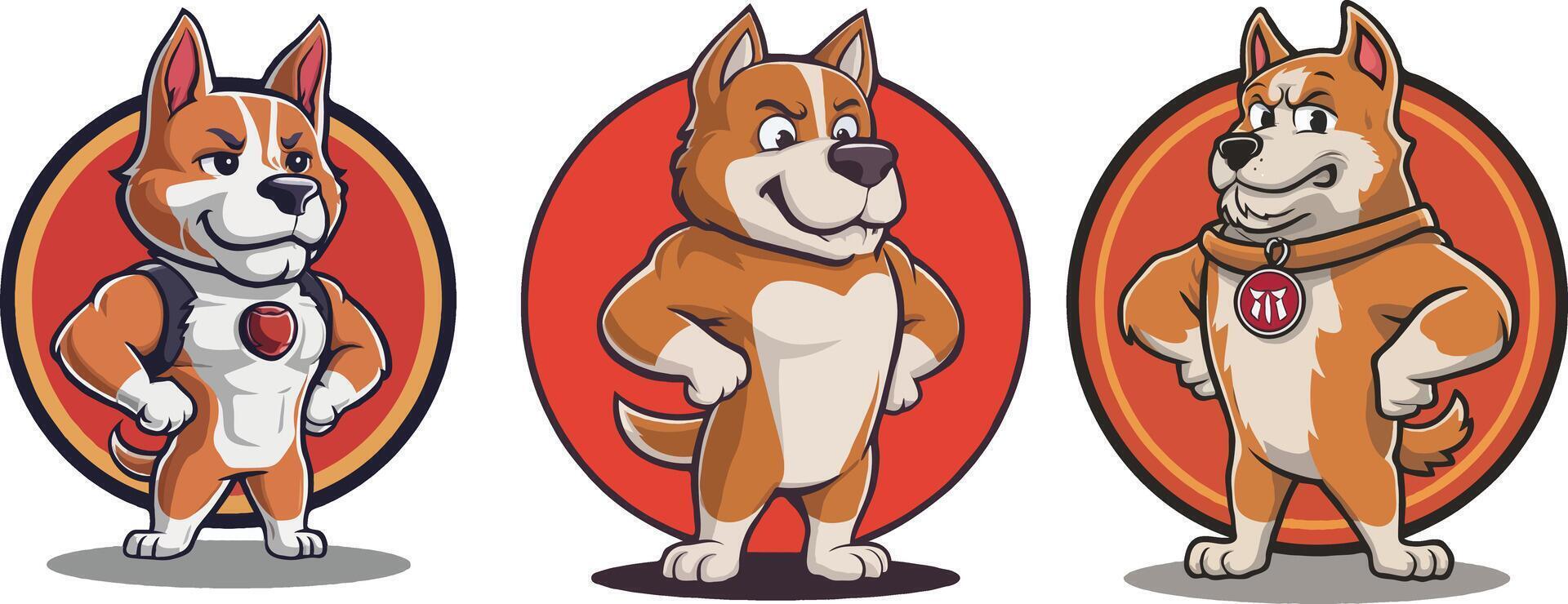 Three cartoon dogs in different poses vector