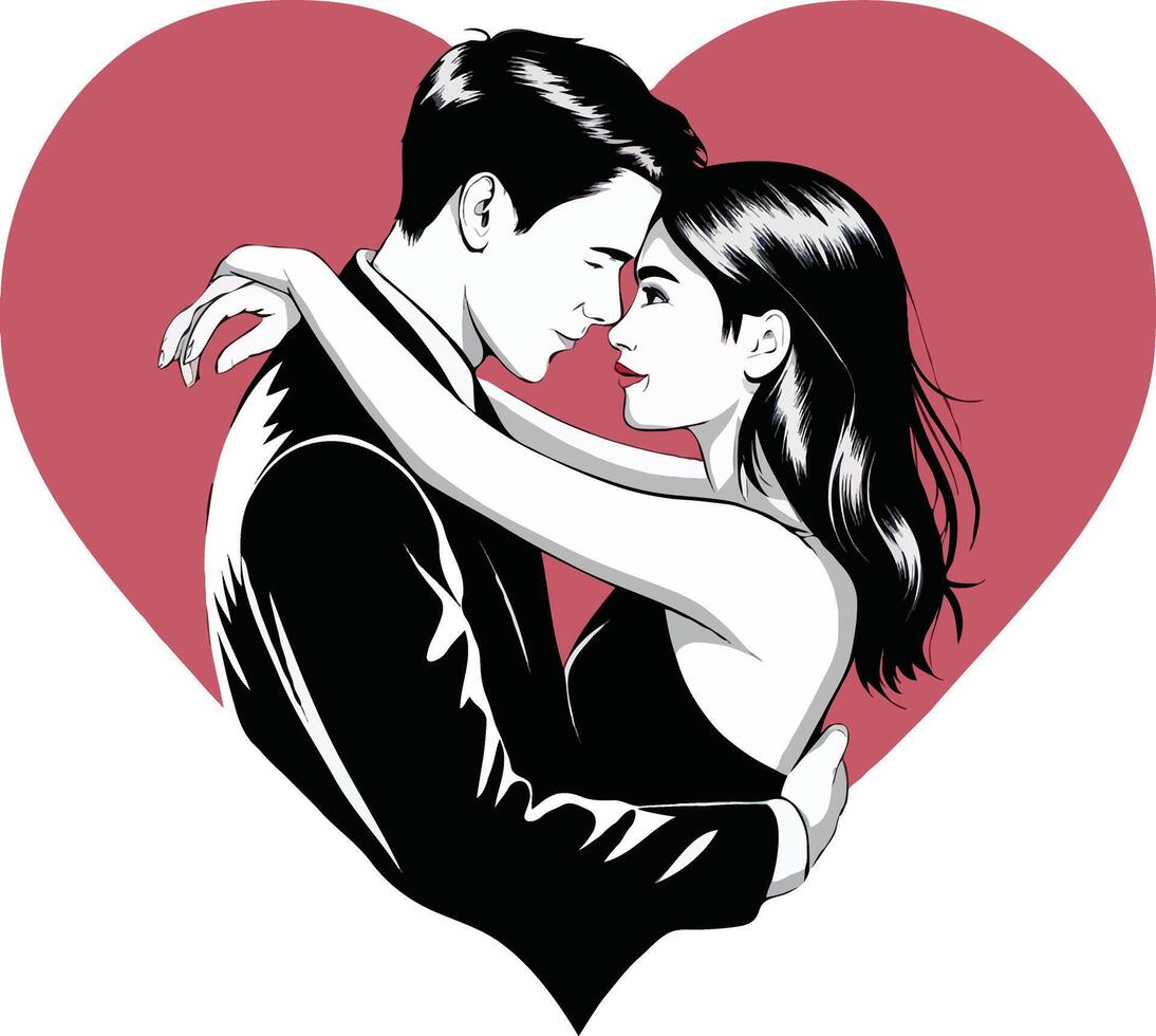 Love inspired silhouette of couples in romantic valentine poses like hugging kissing and proposals ideal for valentines day designs posters and themed creative projects vector