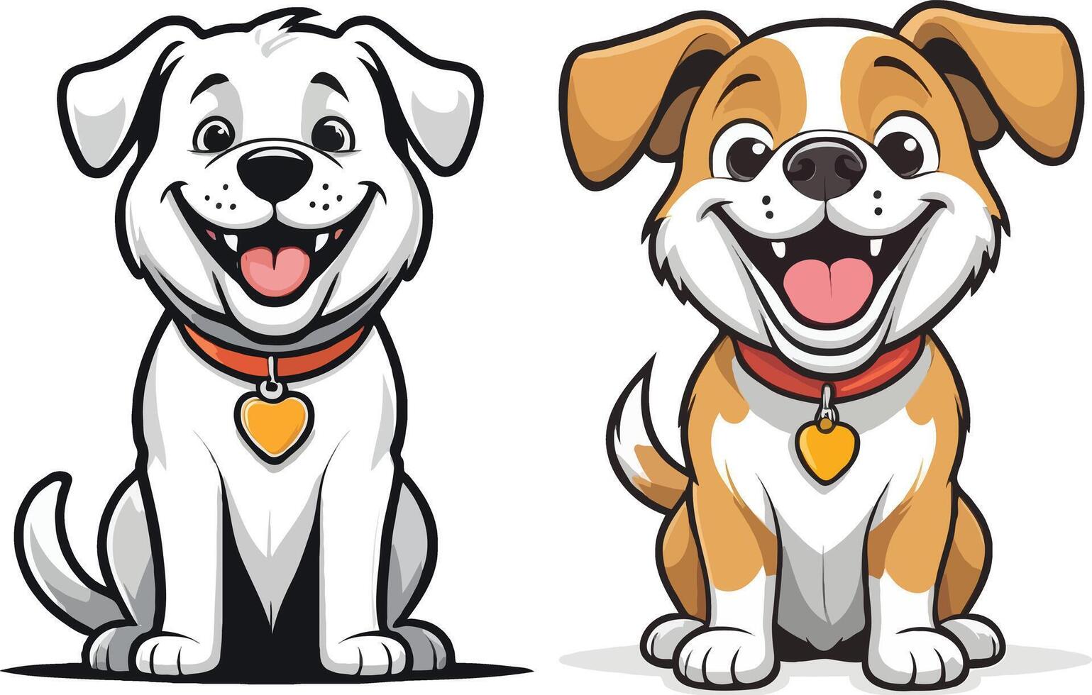 Cartoon dog with a collar and a collarless dog vector