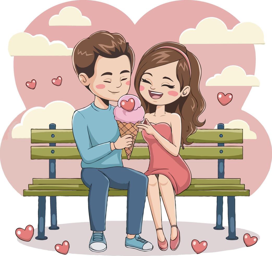 Beautiful Valentine couple art representing love and romance through classic poses such as holding hands and proposing perfect for Valentine Day projects and themed designs vector