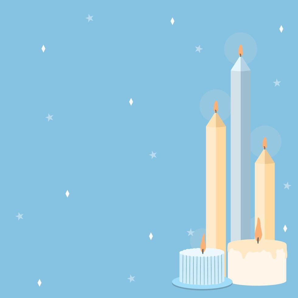 Simple Minimalist Candles Blue Background vector