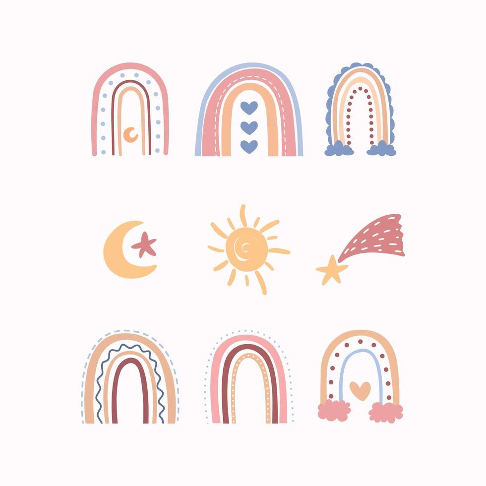 Hand Drawn Boho element item collection vector