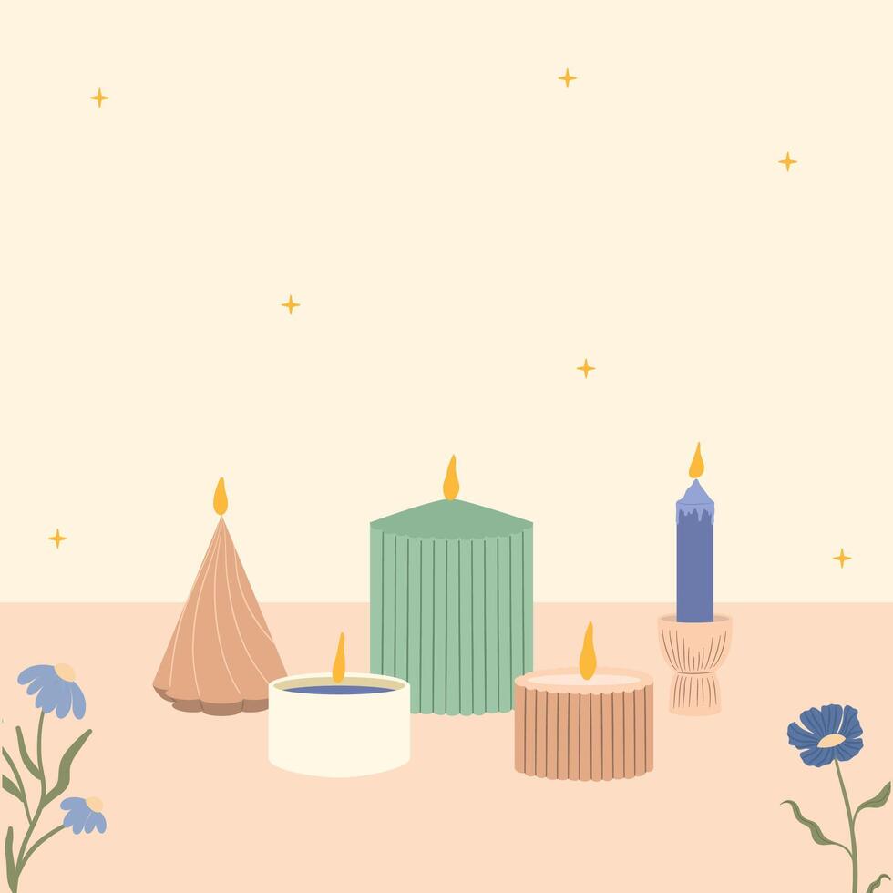 Flat Candles Relaxing Spa Background vector