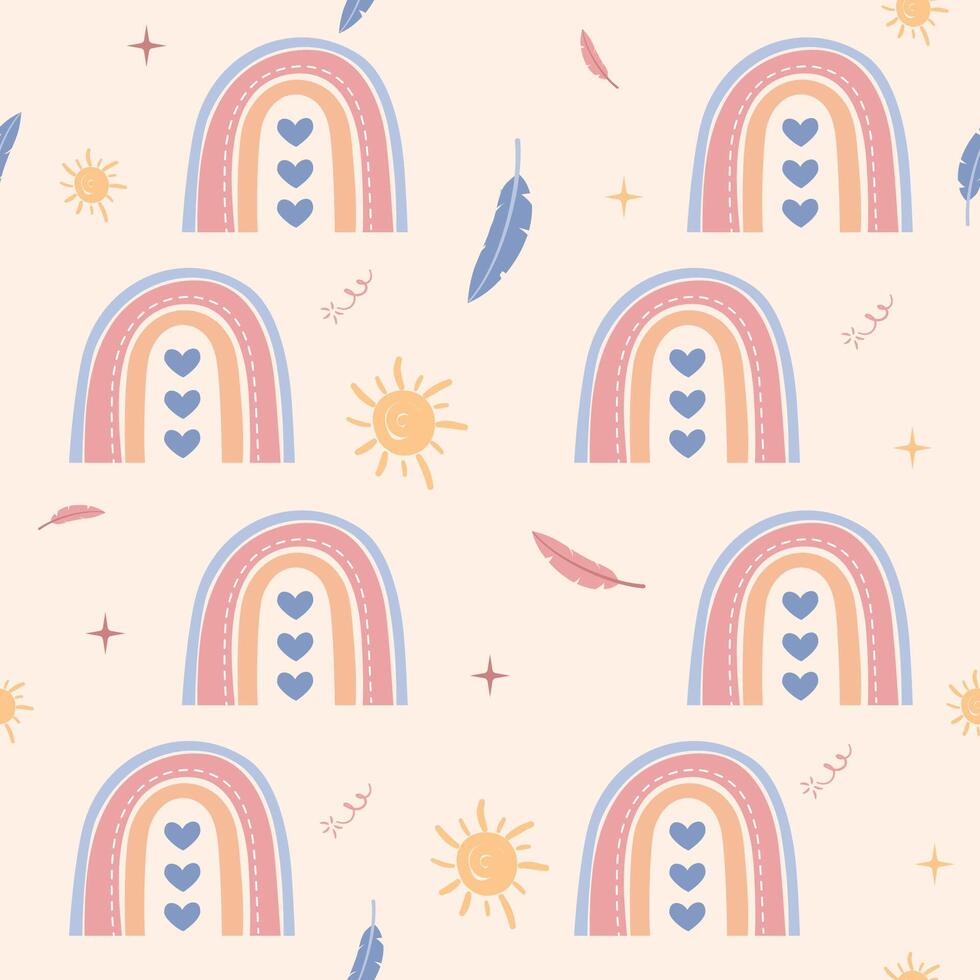 cute rainbow seamless pattern template vector