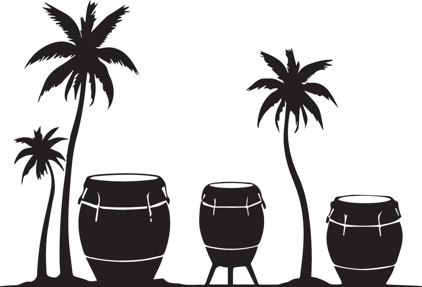 Vibrant Silhouette Bongo with Palm Tree Illustration vector