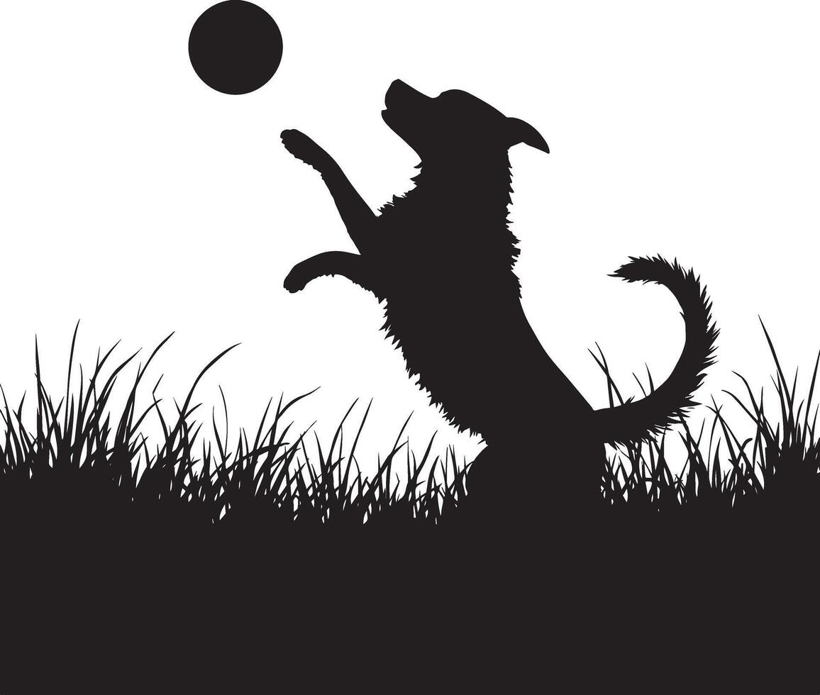 Get inspired by the silhouette of a playful dog, an aesthetic representation of joy and energy, ideal for art, projects, or decor themes. vector
