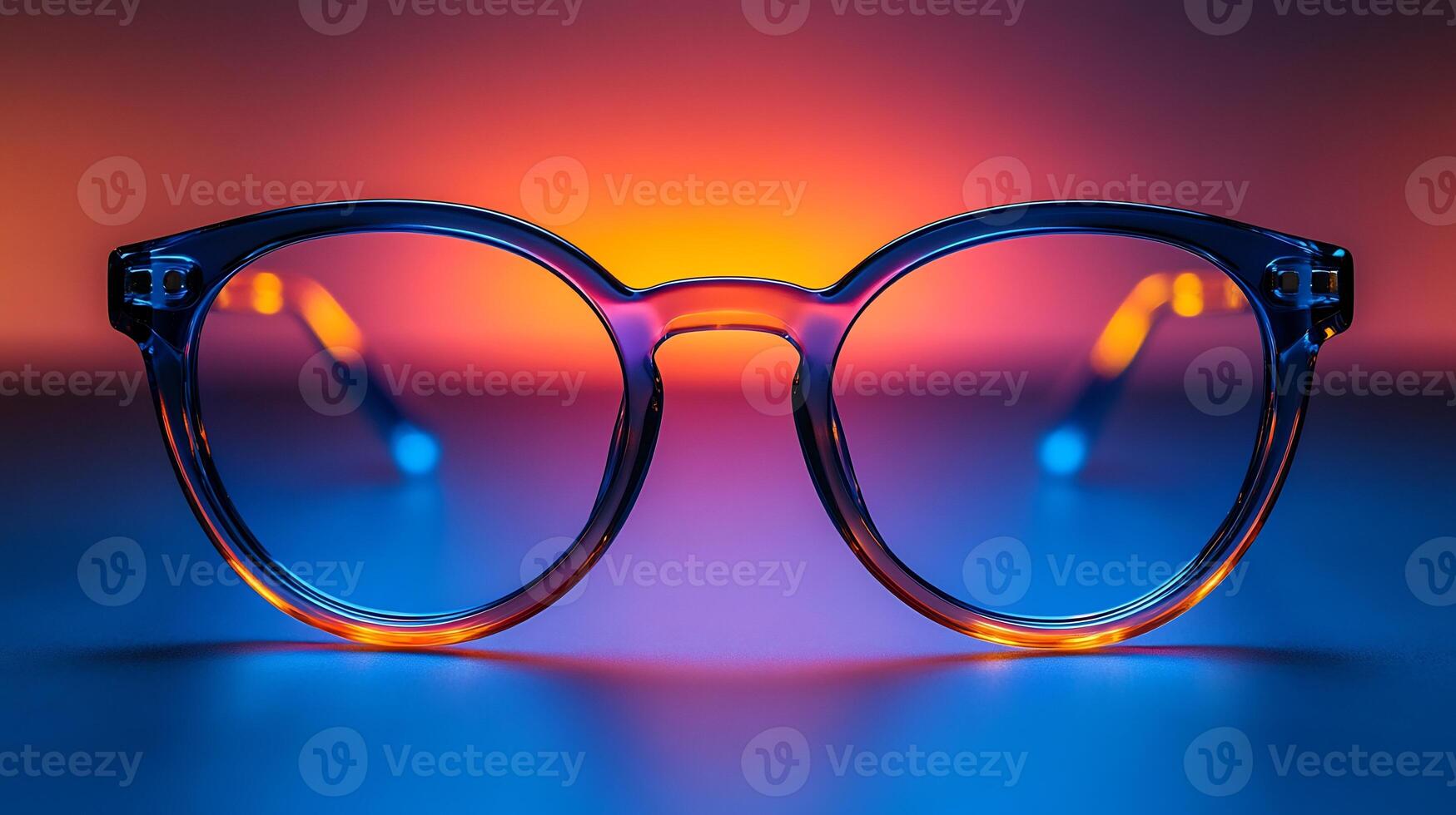 Fashionable glasses bold neon frames and a sleek design blending funky elements with a luxury officeready aesthetic isolated on white background photo