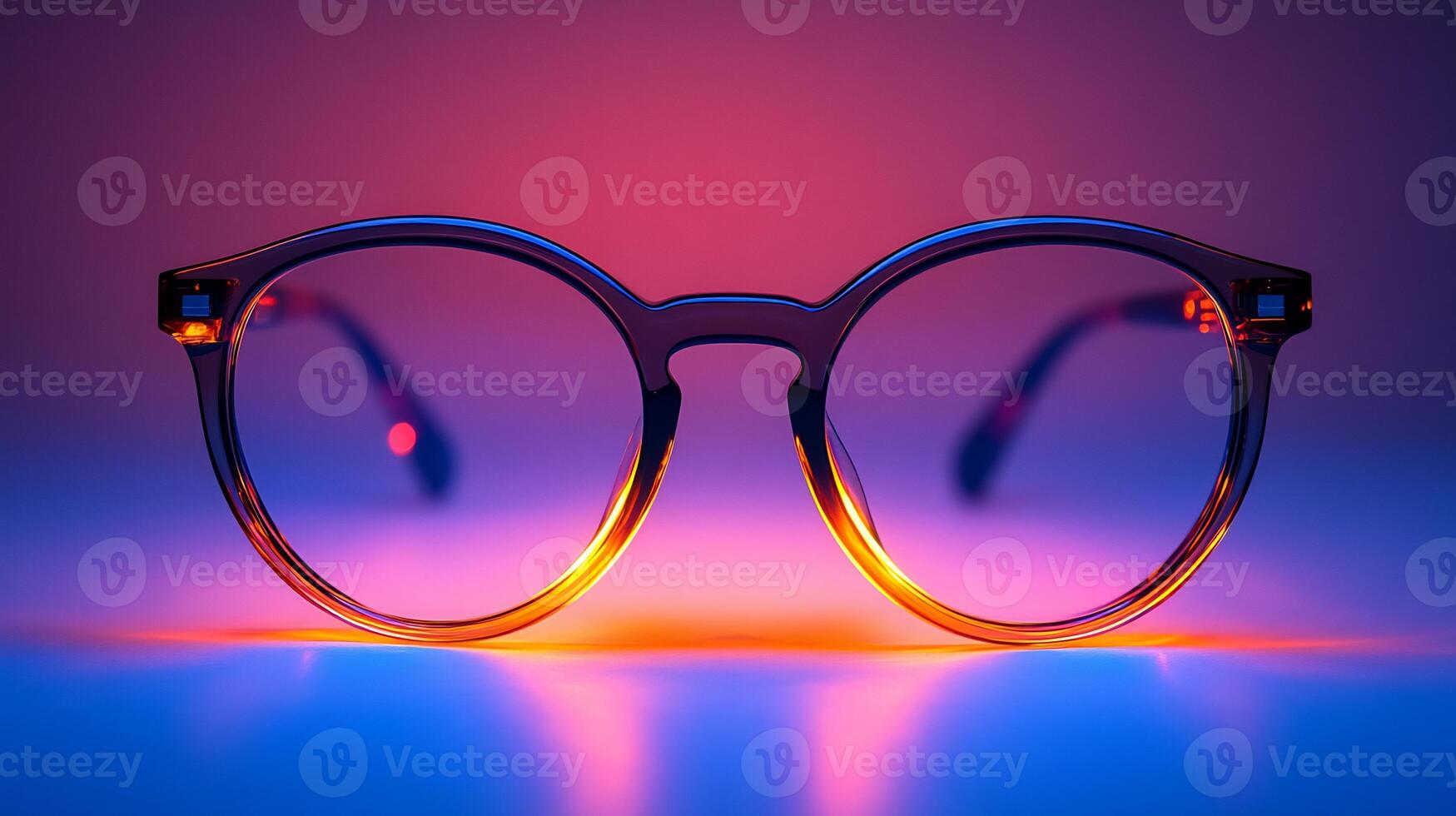 Sleek professional eyeglasses subtle neon accents blending highend sophistication with a contemporary office look isolated on white background photo