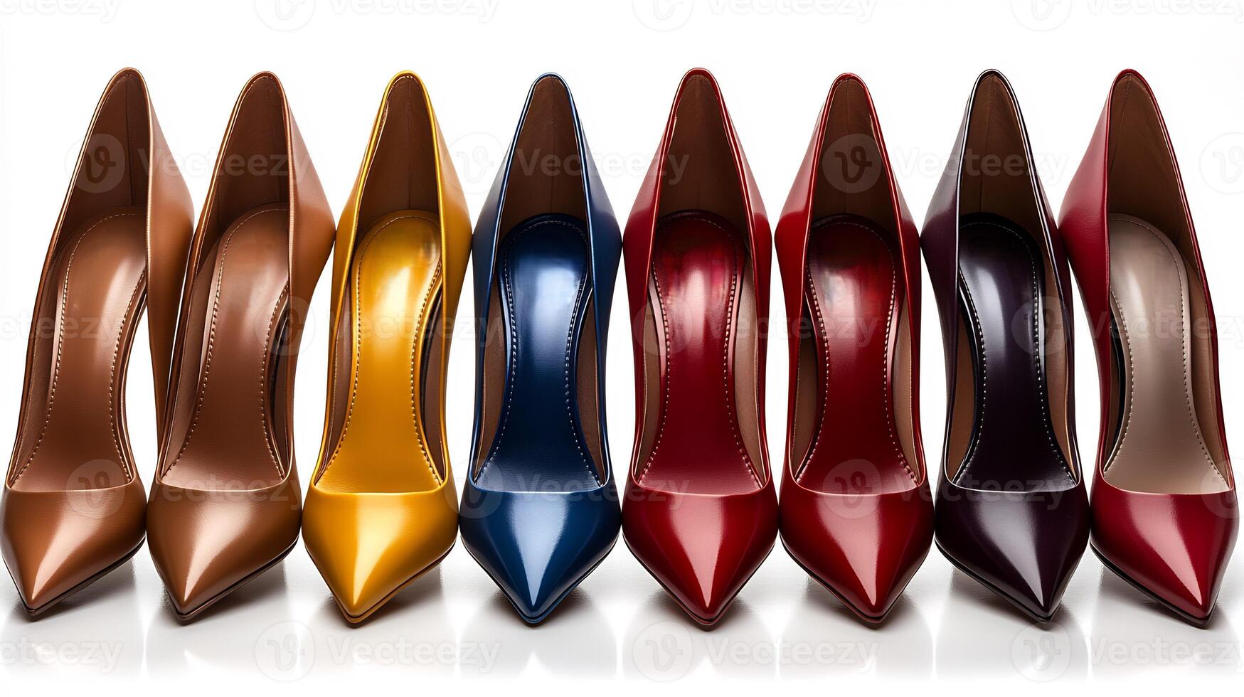 Diverse high heels women with modern and advanced designs offered in a range of colors and inch heights for a stylish fit isolated on white background photo