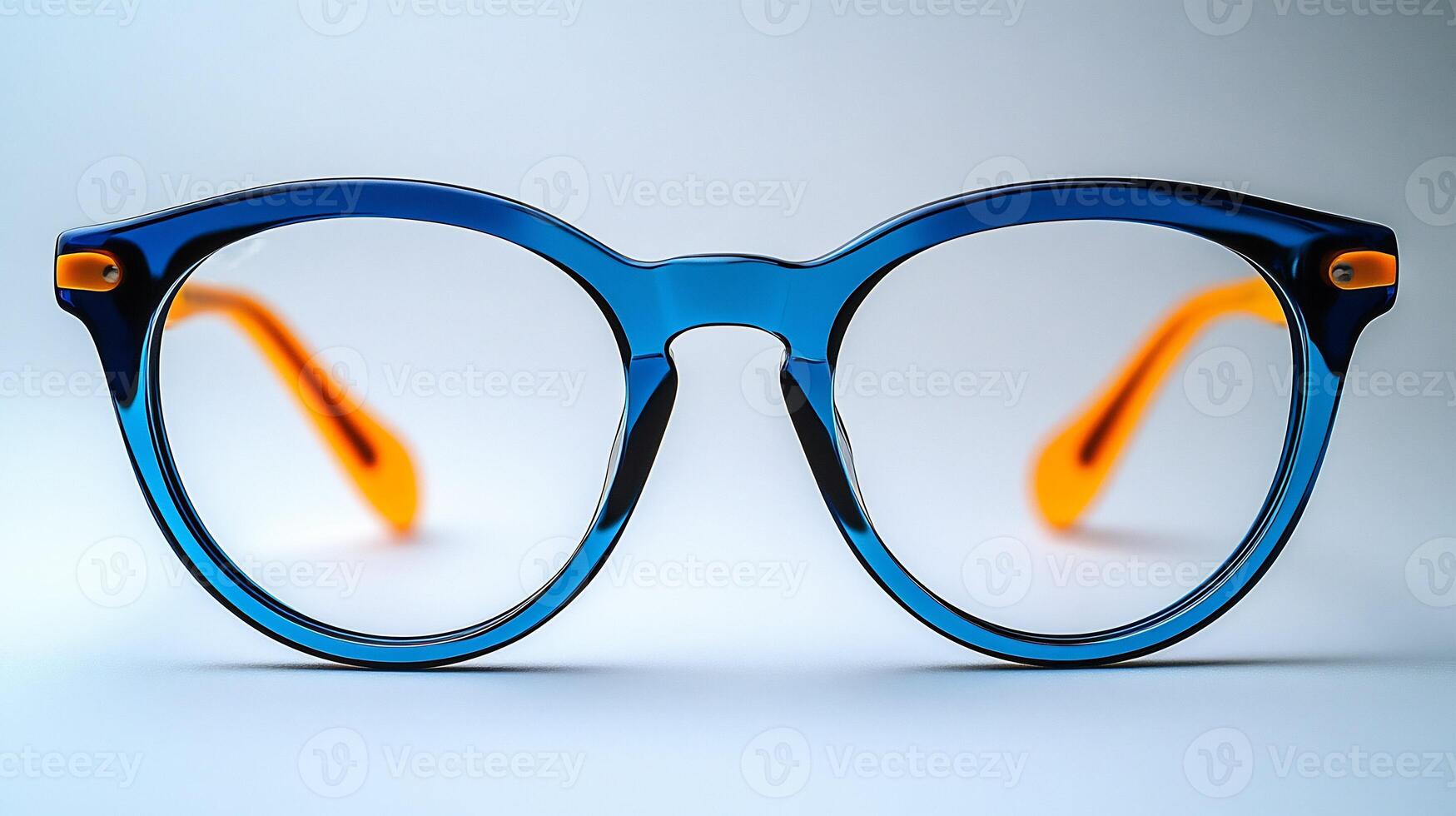Professional eyeglasses featuring funky neon frames glossy finishes ideal for trendy yet formal office environments isolated on white background photo