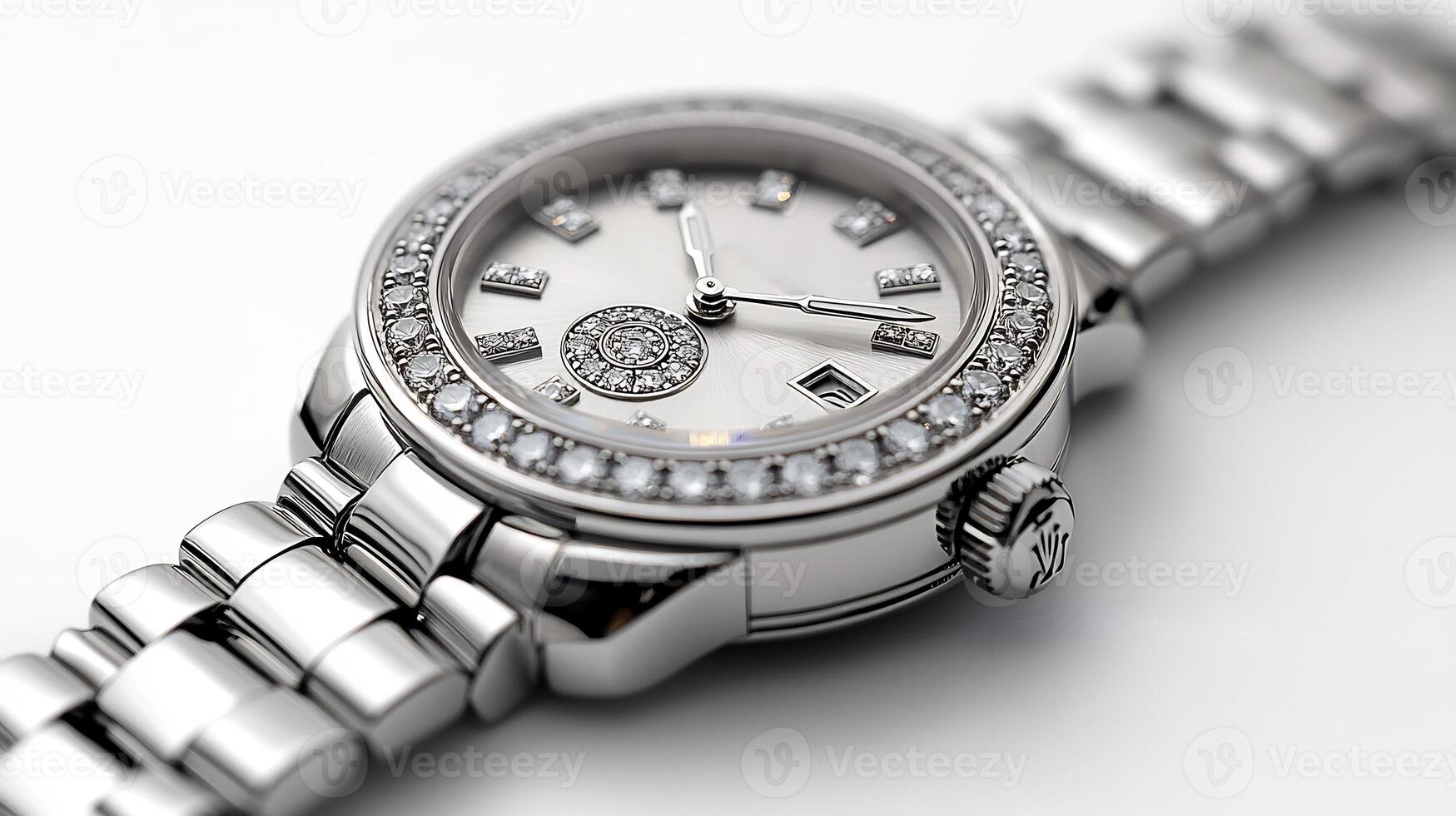 Exclusive womens wristwatch a handcrafted platinum band and a diamondencrusted bezel exuding timeless sophistication isolated on white background photo