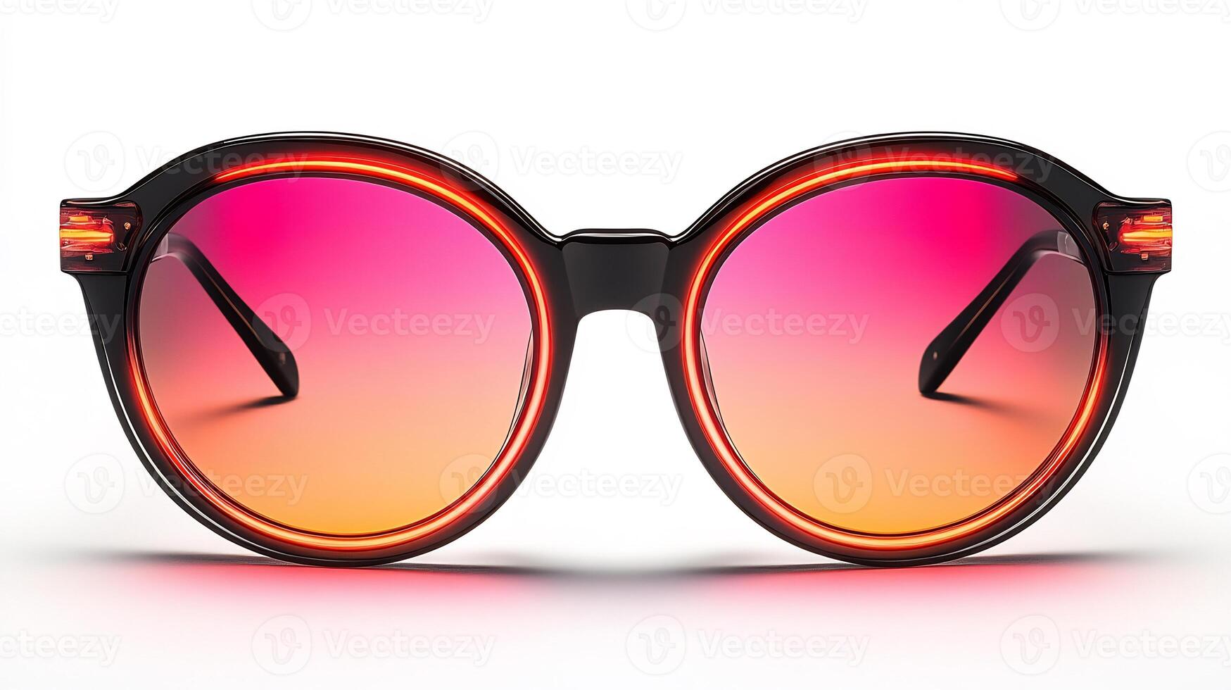 Oversized sunglasses neon accents crafted for a bold and trendy appearance suitable for upscale office settings isolated on white background photo
