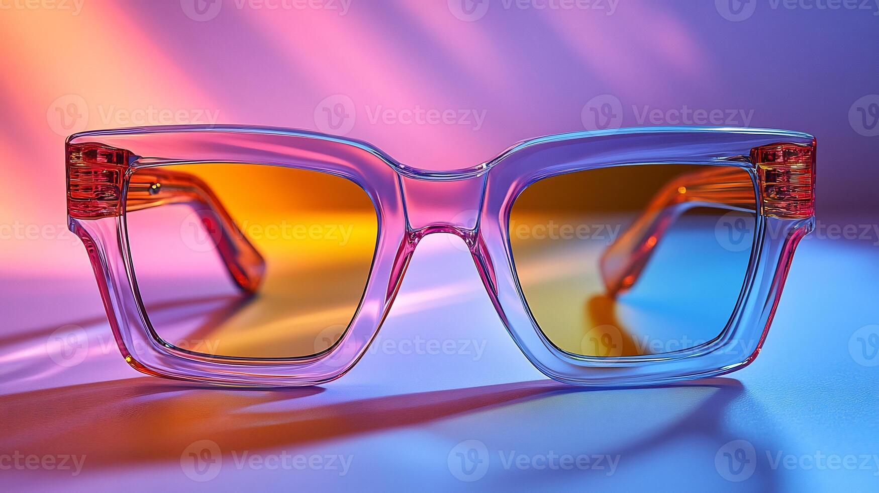 Costly designer eyeglasses glossy lenses and neon accents creating a stylish and professional look isolated on white background photo