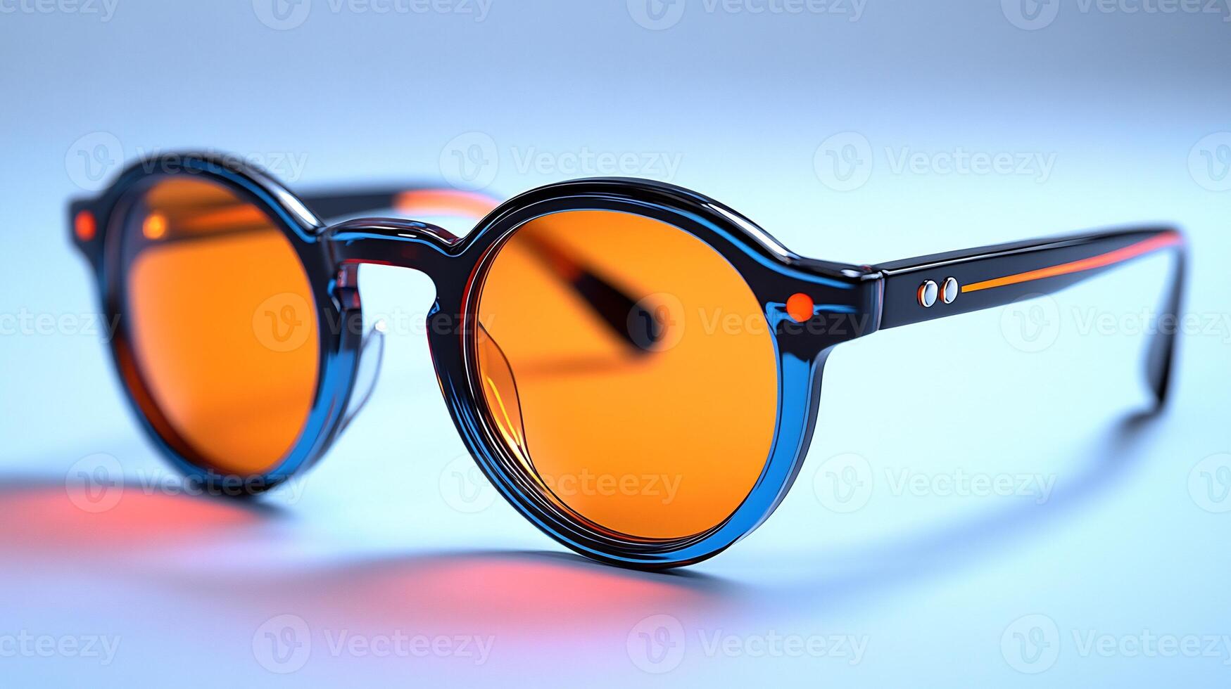 Glossy sunglasses featuring neon accents a highend design creating a bold and sophisticated look suitable for professional office settings isolated on white background photo