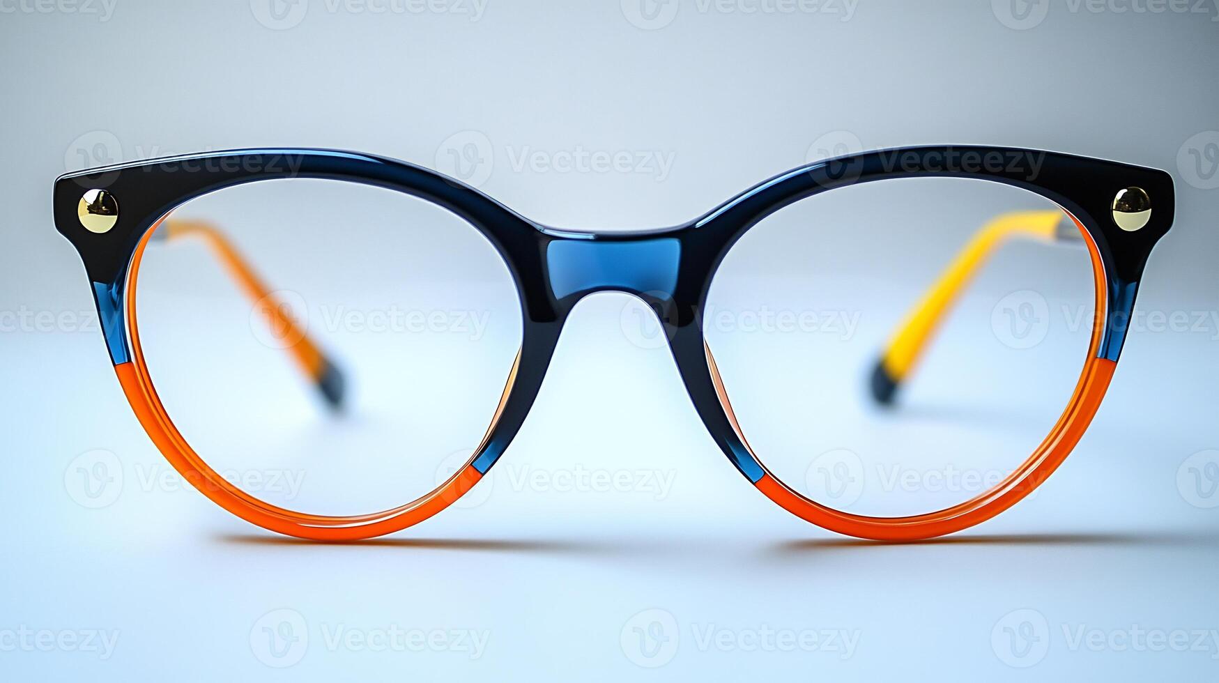 Highend eyeglasses neon accents and a luxury finish suitable for both formal office wear and upscale occasions isolated on white background photo