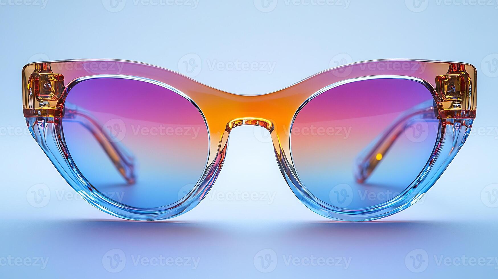 Costly oversized sunglasses neoncolored frames and glossy lenses blending funky and formal aesthetics isolated on white background photo