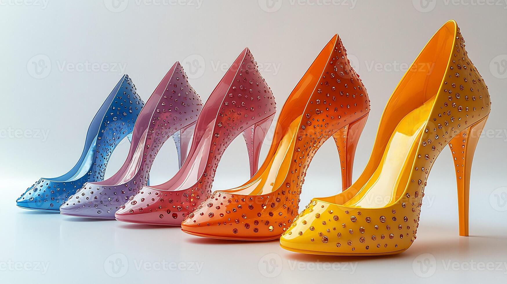 High heels sleek contemporary designs offered in vibrant colors and various inch heights featuring advanced details for a flawless fit isolated on white background photo