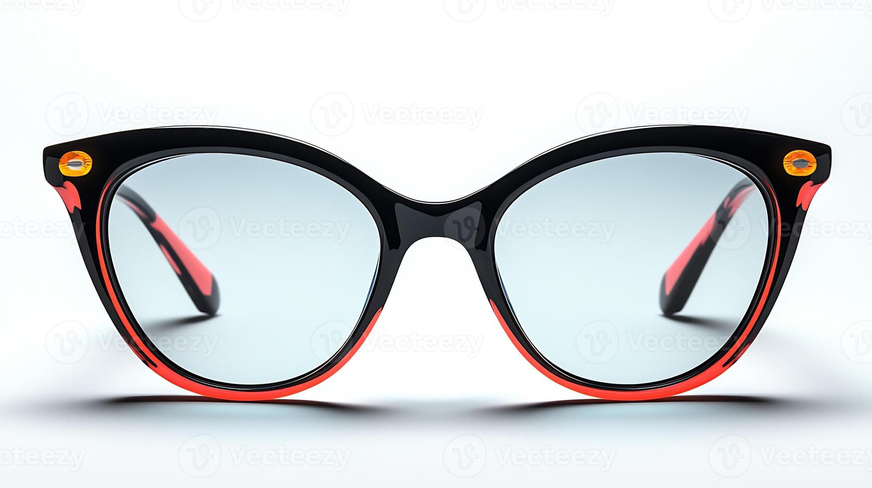 Trendy oversized eyeglasses neon details blending funky energy with a professional vibe isolated on white background photo