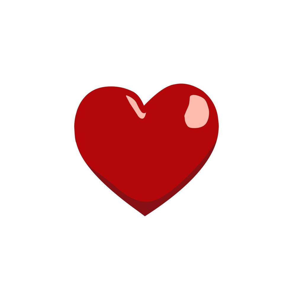 Red Valentine heart icon in a simple, clean design. Heart shape isolated on a white background, perfect for love, romance, and Valentine's Day themes. Ideal for greeting cards, logos, and graphic vector