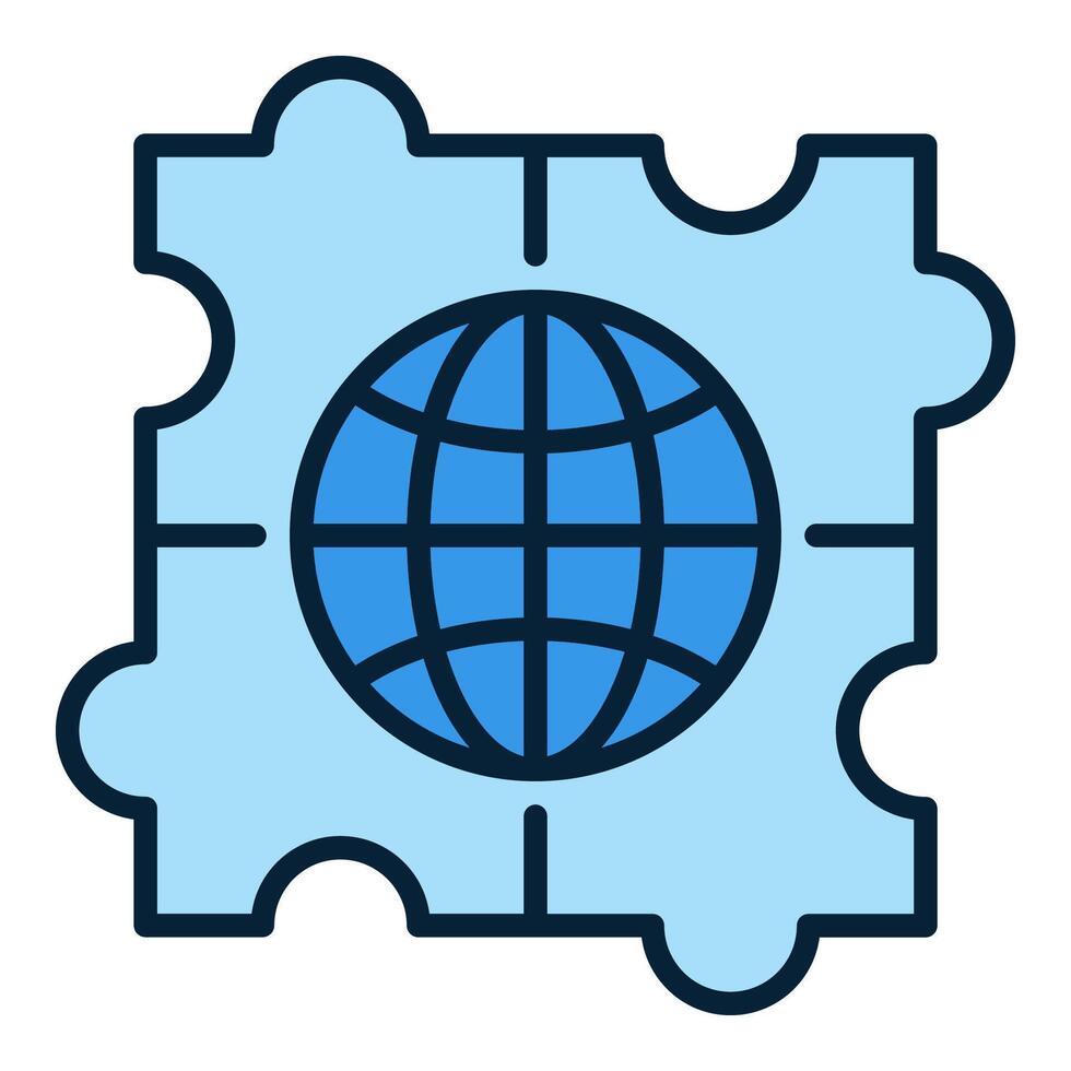 Earth in Puzzle Multipolarity blue icon or design element vector