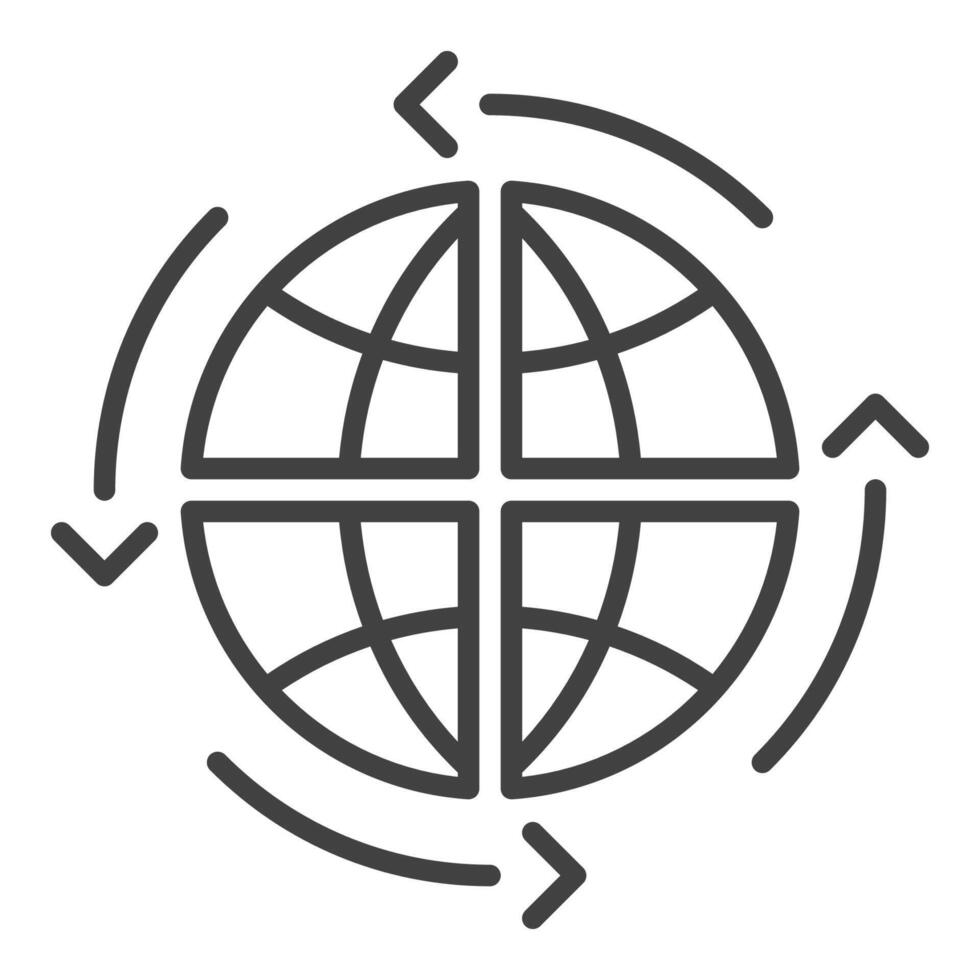 Earth Globe and Arrows Multipolarity thin line icon or symbol vector