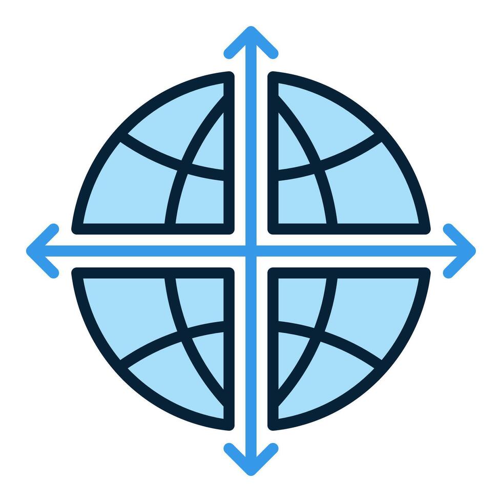 Multipolarity and International Relations blue icon or design element vector