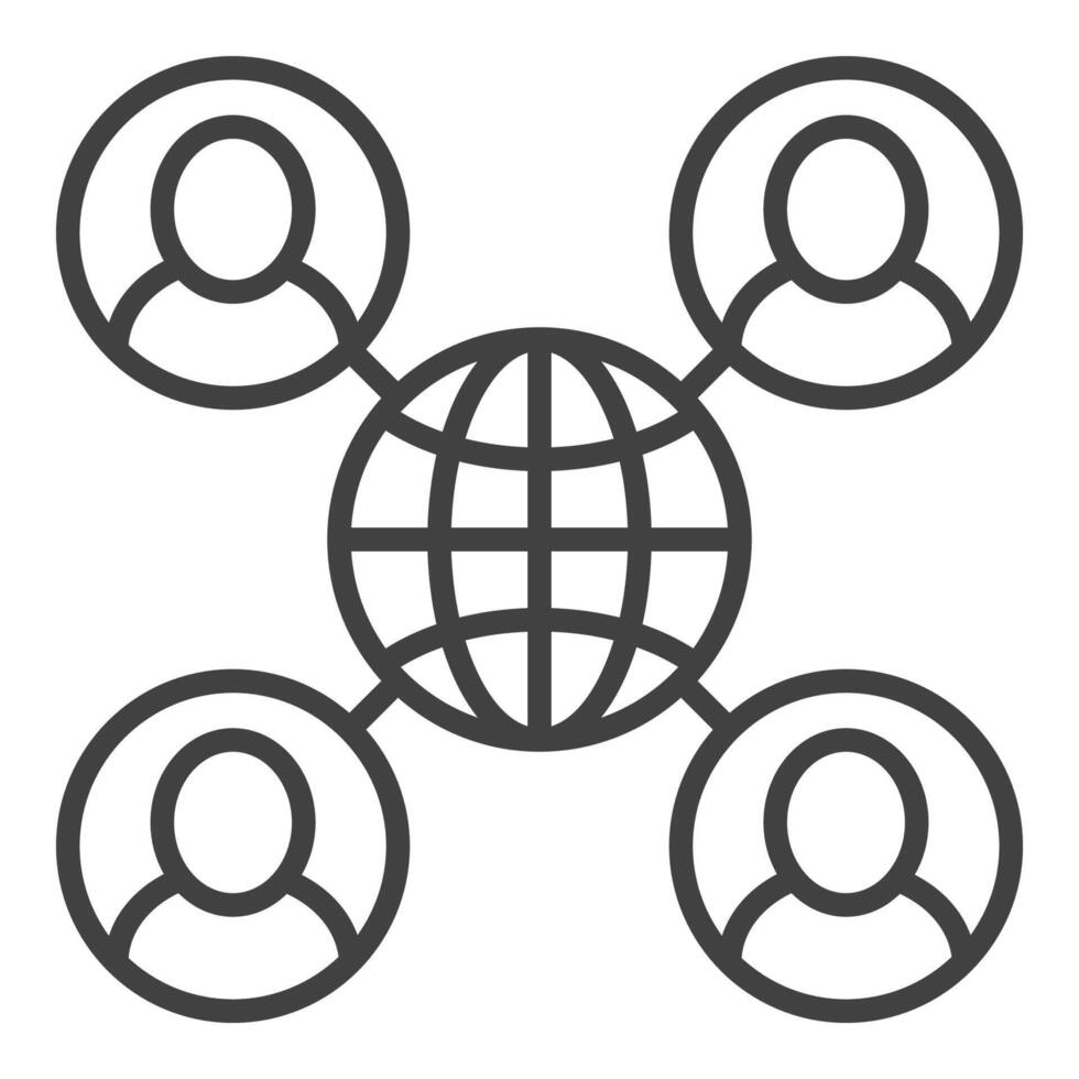 Earth and People Around Multipolarity icon or sign in thin line style vector