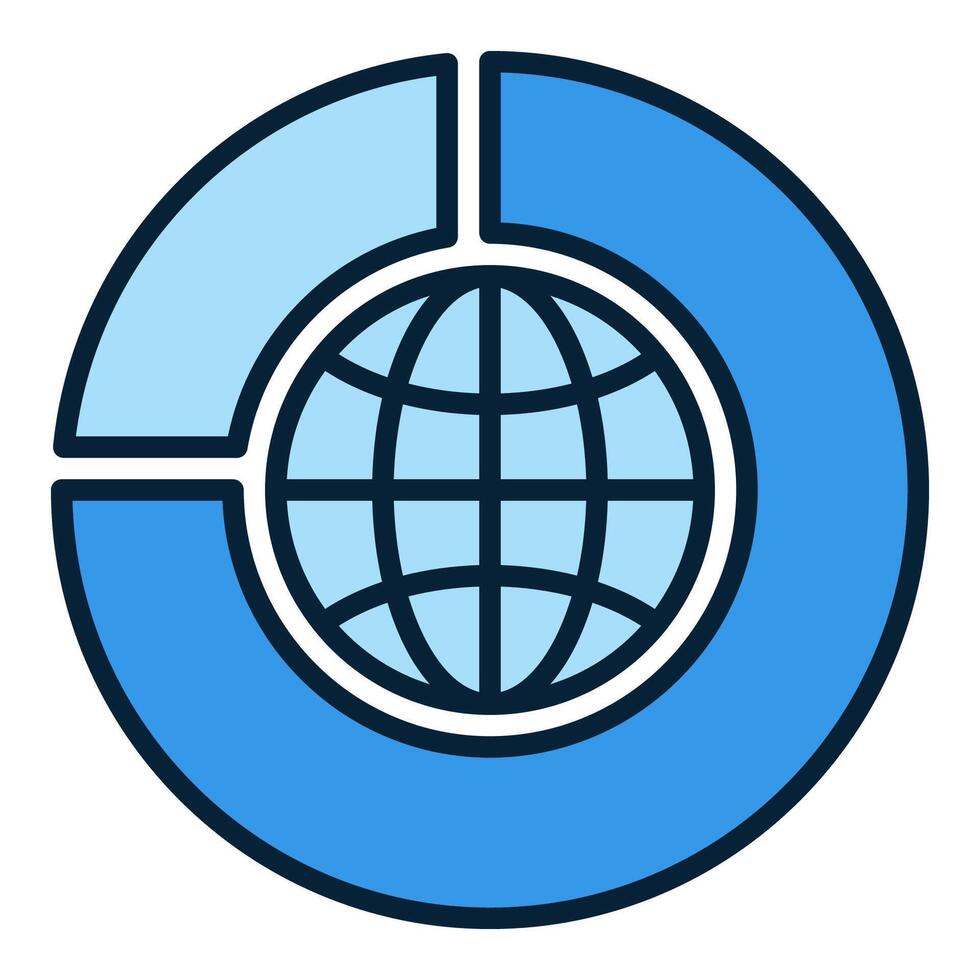 Pie Chart with Earth Globe blue icon or logo element vector