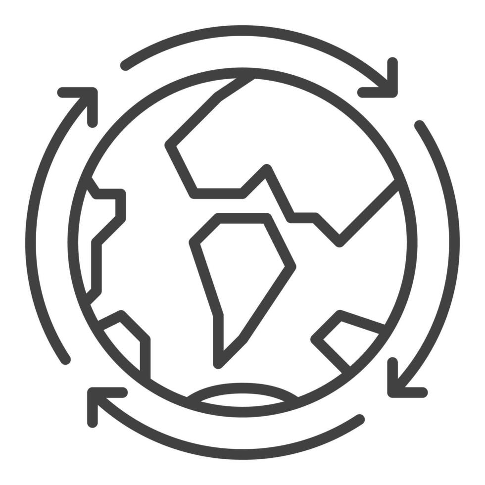 Earth Planet with Arrows Around Multipolarity icon or symbol in outline style vector