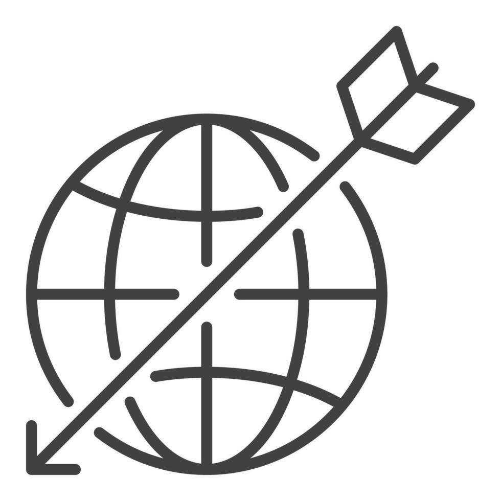 Earth with Arrow Multipolarity icon or sign in thin line style vector