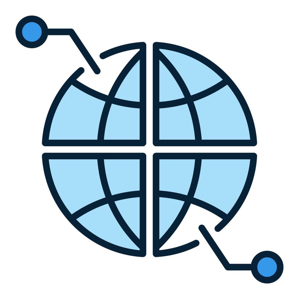 Earth Globe Multipolarity minimal blue icon or design element vector