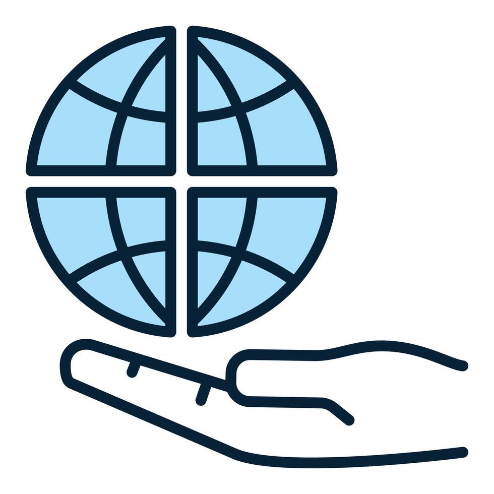 Hand with Earth blue icon or design element vector