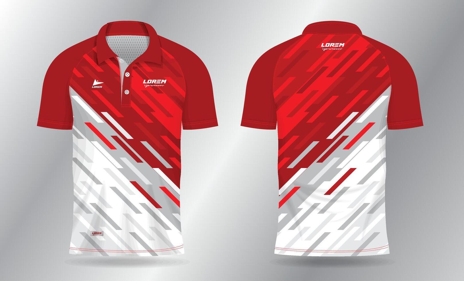 red white abstract background sports jersey template for team uniforms and Soccer t shirt design vector