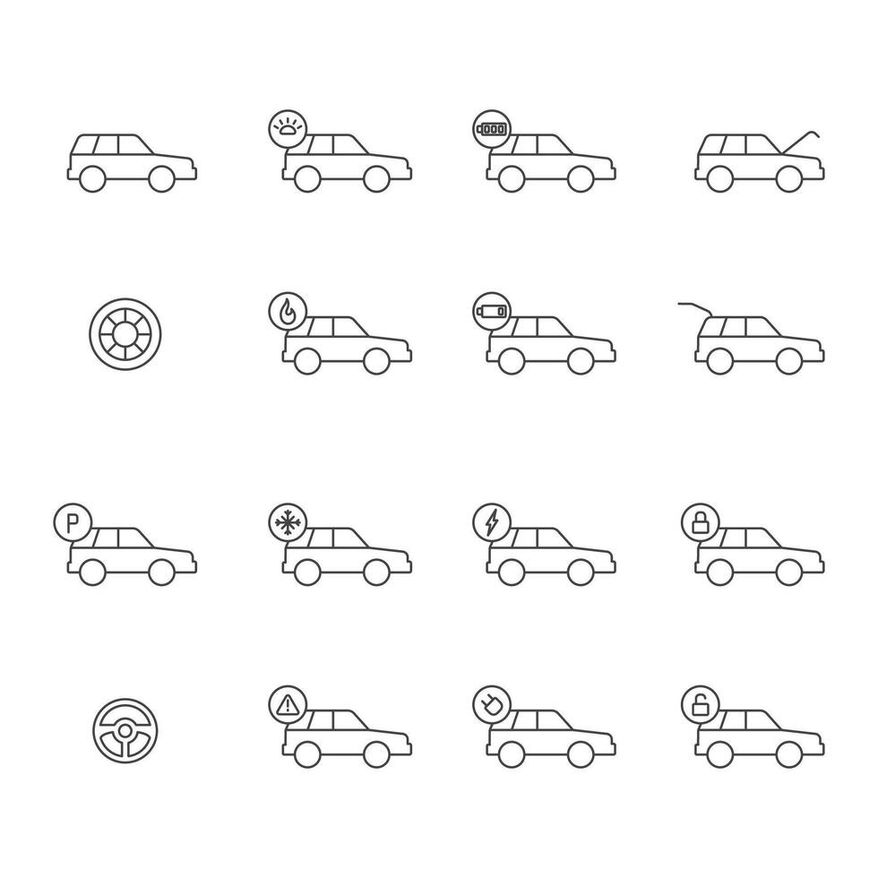 Line Art Car Icon Collection vector