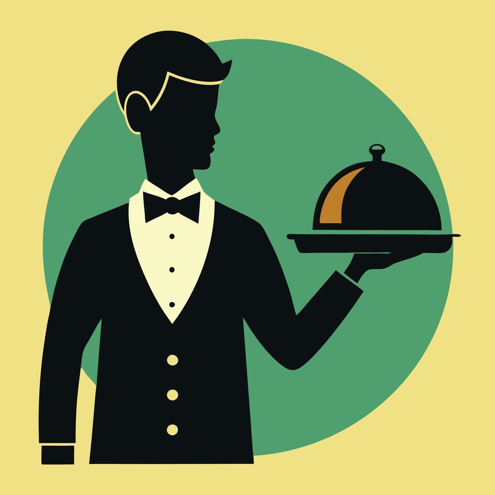 catering tray waiter service food vector