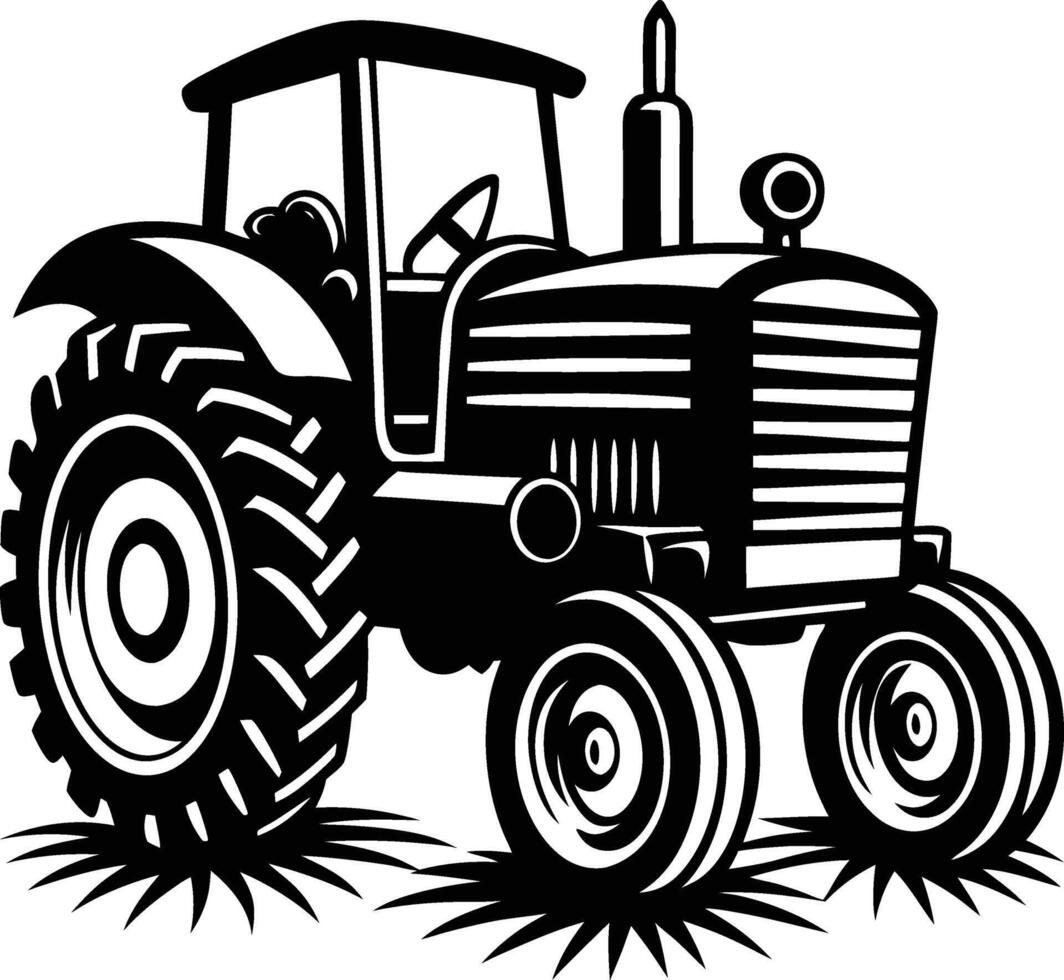 old tractor silhouette. vector