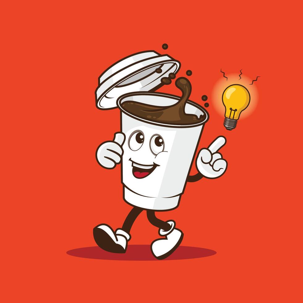 Illustration of Great idea come after coffee design , quote mascot cartoon character about coffee vector