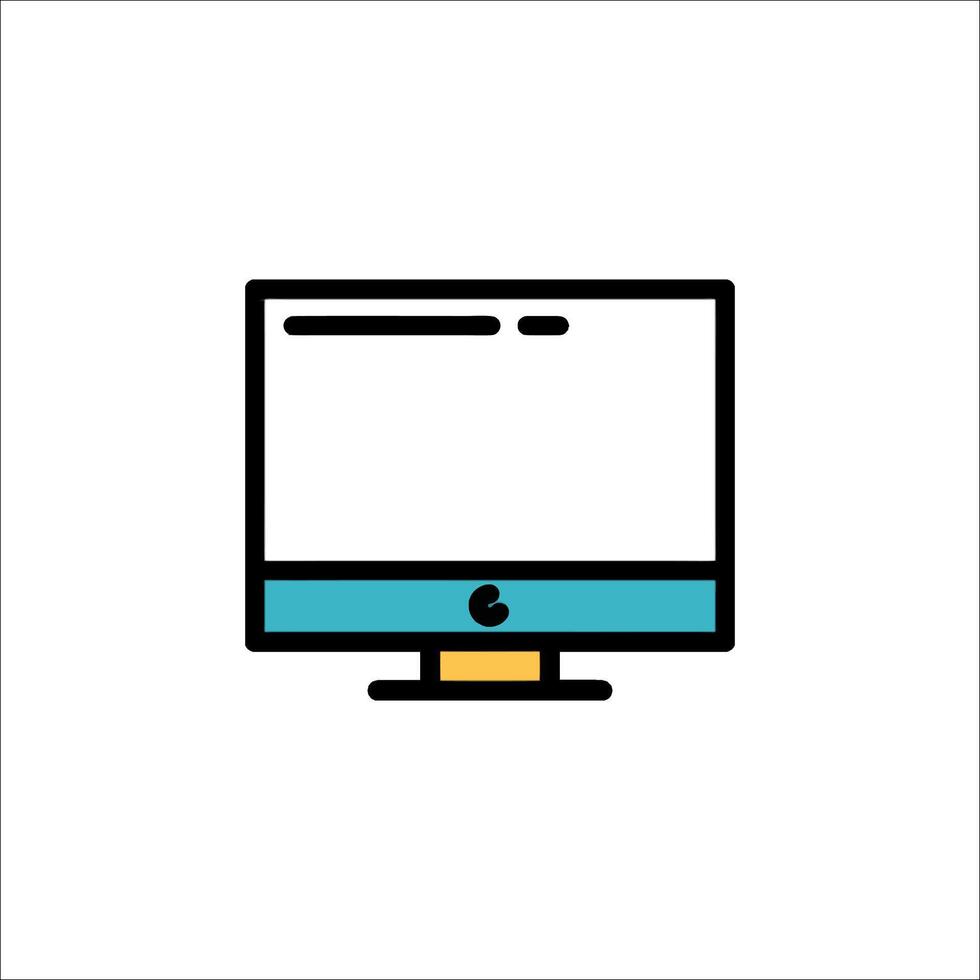 A computer monitor with a blue background vector