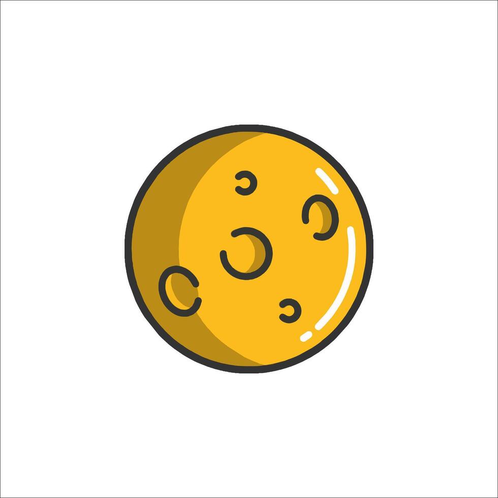 A yellow moon icon with a crescent shape vector
