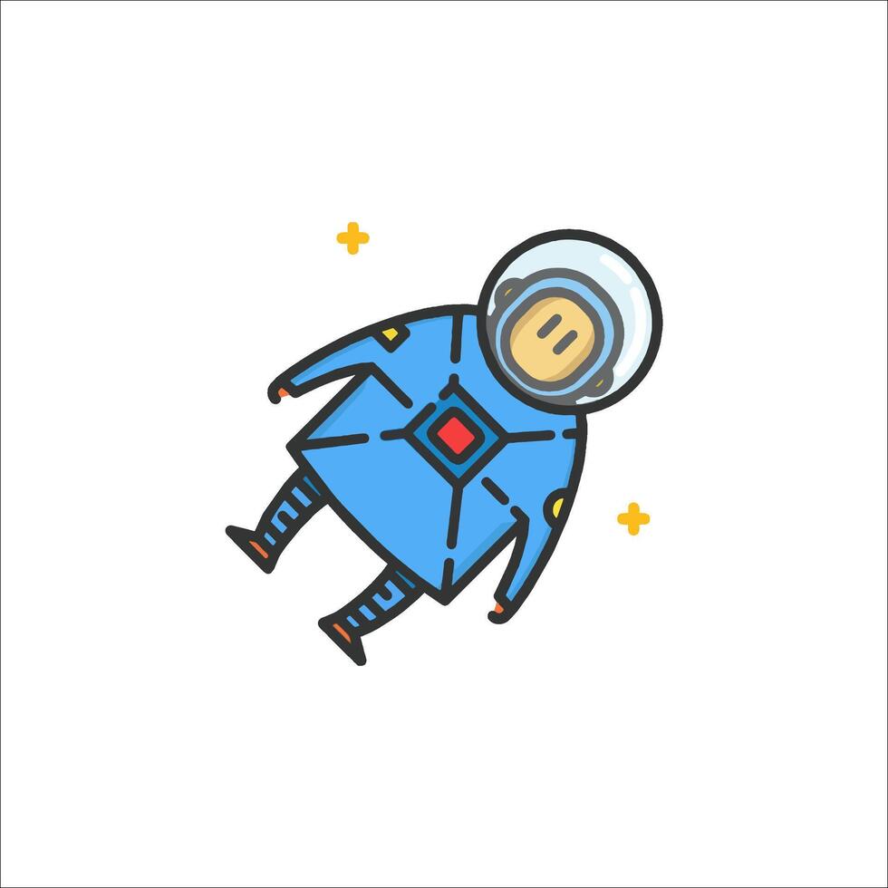 An astronaut icon with a blue suit and red helmet vector