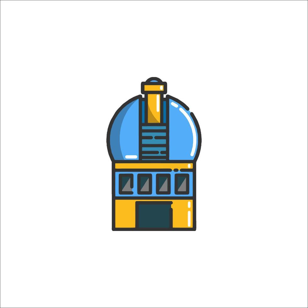 A blue and yellow building icon vector