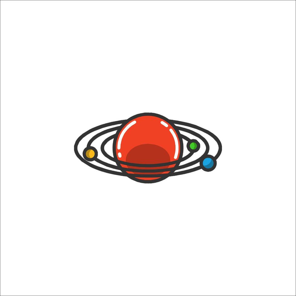 A red planet with a ring around it vector