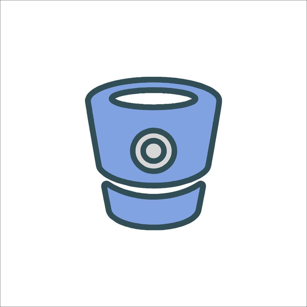 A blue cup with a camera on top vector
