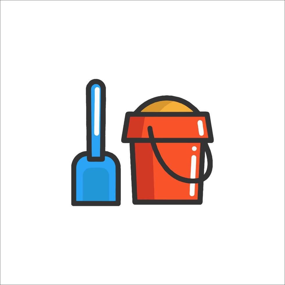 A bucket and shovel icon on a white background vector
